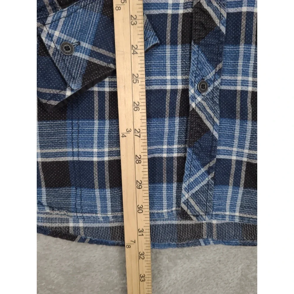 VTG Affiliation Mens Button Up Shirt Black Label Long Sleeve Plaid‎ Blue 2XL